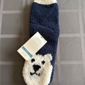 Old Navy Fuzzy Navy and White Bear Socks